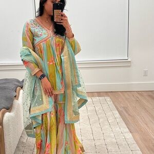 Floral Embroidered Dress with Dupatta
